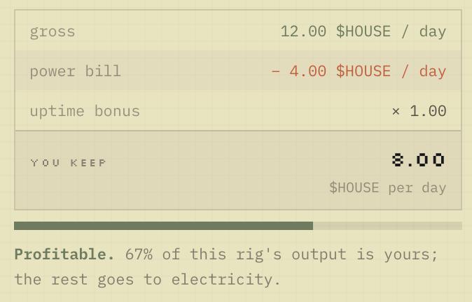 houseonchain's tweet photo. plug in your house to start earning $HOUSE. 

plug in → earn $HOUSE https://t.co/gt7ZV7Nmgy