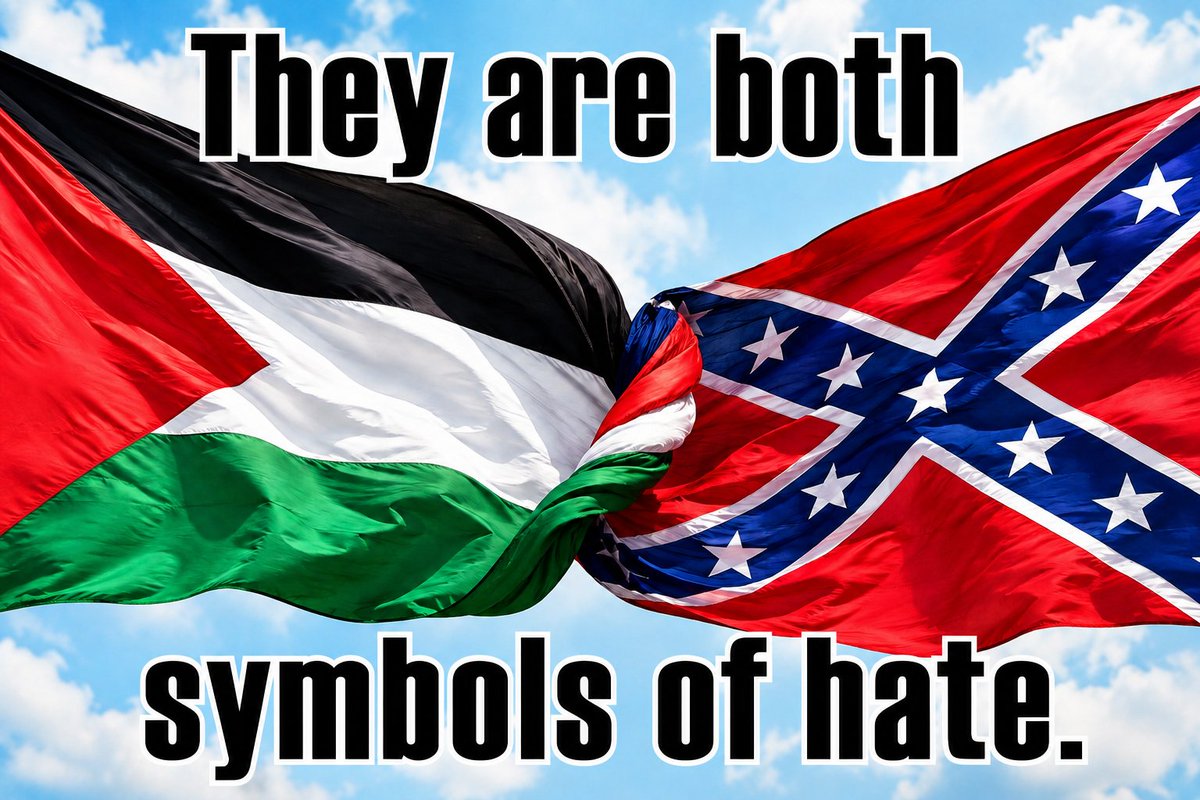 PatsShtick's tweet photo. PALESTINIAN FLAG HAS NO PLACE IN DECENT SOCIETY

Like Confederate symbols, flag-fliers’ intent matters less than impact.

https://t.co/or0ZMrsfJs

#Antisemitism #JewHatred #HateSymbols #PalestinianFlag #ProPalestinian #Israel #October7 #Hamas #StandWithIsrael #Zionism https://t.co/QIAlR6NJM5