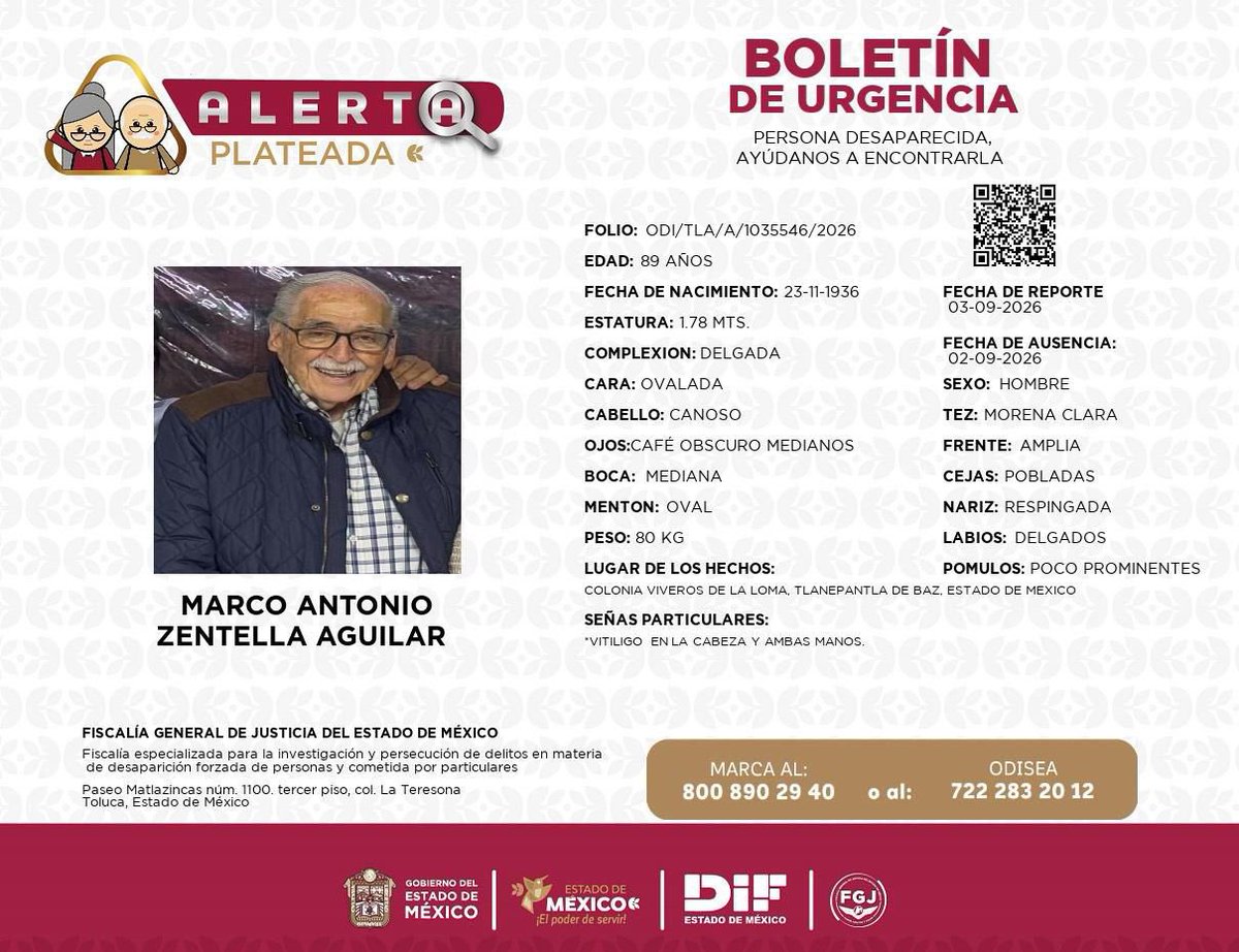 ferbelaunzaran's tweet photo. URGENTE.

¡Alerta Plateada!

Se busca a Marco Antonio Zentella Aguilar.

Ayúdanos a difundir, por favor 🙏 https://t.co/6bmDHOgNVg