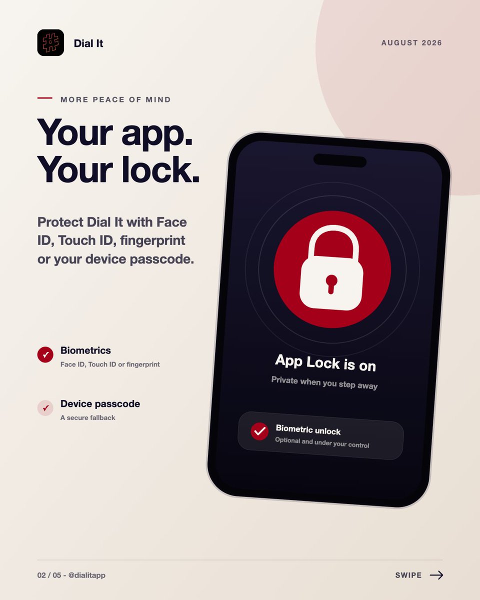 dialitapp's tweet photo. August was about making everyday mobile money tasks safer, faster and easier.  We added App Lock, introduced faster Smart Flows, improved transaction-history accuracy, and made transfers smarter across
@dialitapp on iOS and Android. https://t.co/tVSJqGAmCm