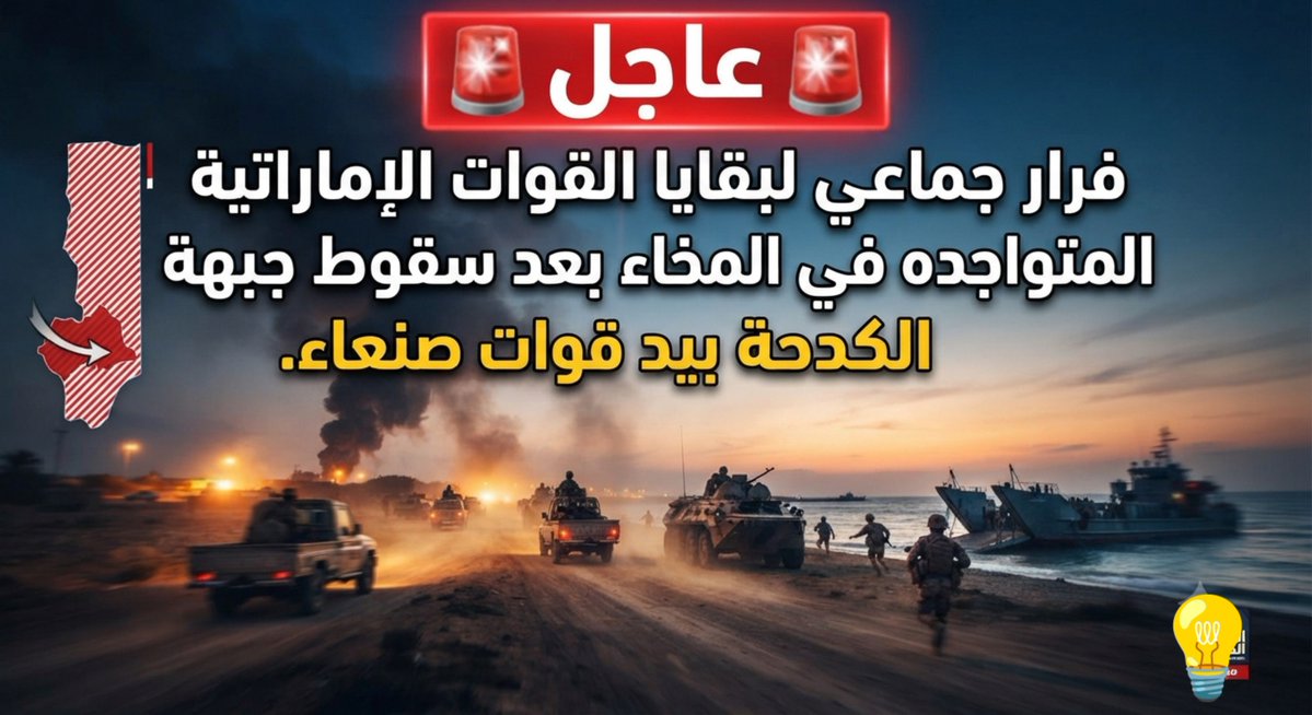 zhraa_alyemen's tweet photo. أنباء عن فرار جماعي لبقايا القوات الإماراتية المتواجدة في الساحل الغربي، جاء ذلك بعد السقوط الميداني لجبهة "الكدحة المطلة على قوات طارق صالح، بيد قوات صنعاء

وتكتسي هذه التطورات أهمية بالغة حيث أن جبهة الكدحة كانت تُمثل الشريان الوحيد الرابط بين المخا وتعز. https://t.co/Ws88l26lNf