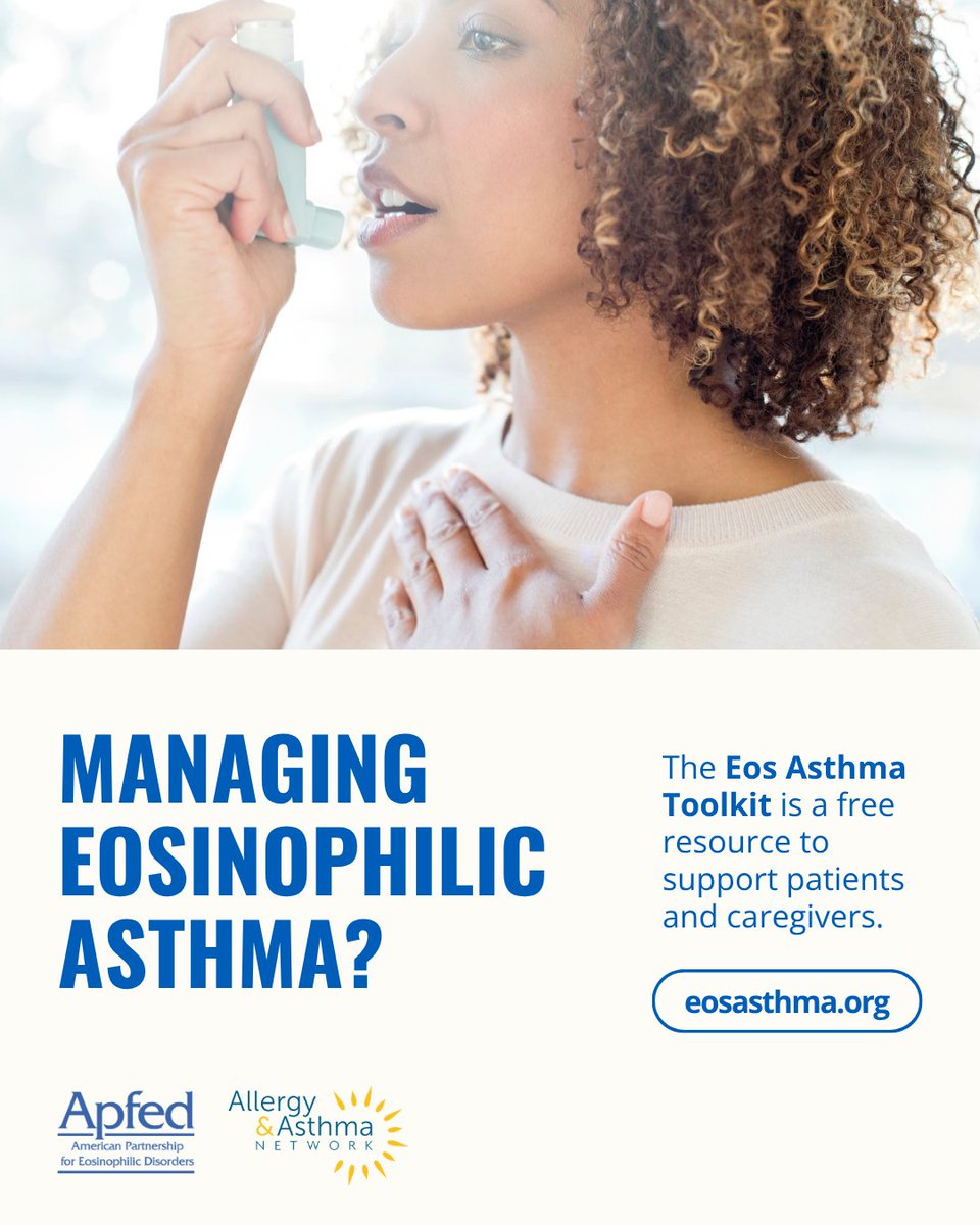 APFEDorg's tweet photo. Living with eosinophilic asthma? The Eos Asthma Toolkit from APFED and Allergy &amp; Asthma Network offers reliable information about the condition, treatment options, daily life, and more.

Explore: https://t.co/j0OfRqS1eO

#EosAsthma #EosAware https://t.co/CszJmpvx8T