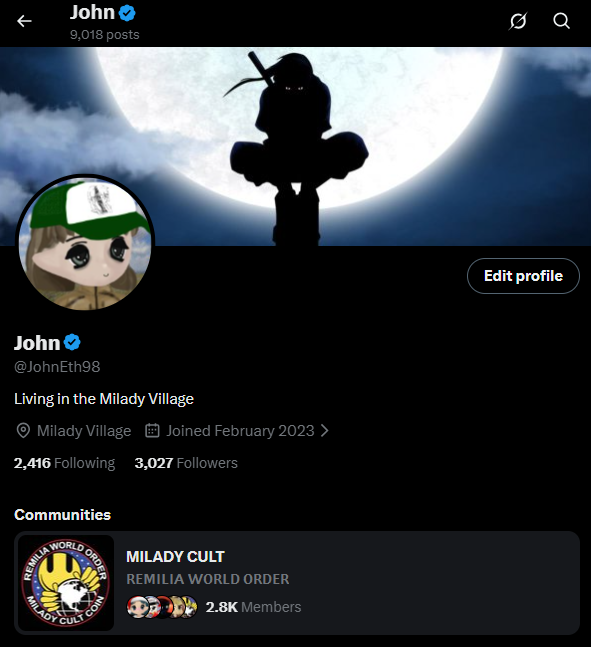 JohnEth98's tweet photo. 3K followers, thank you all <3
milady https://t.co/4VrYyADIJJ