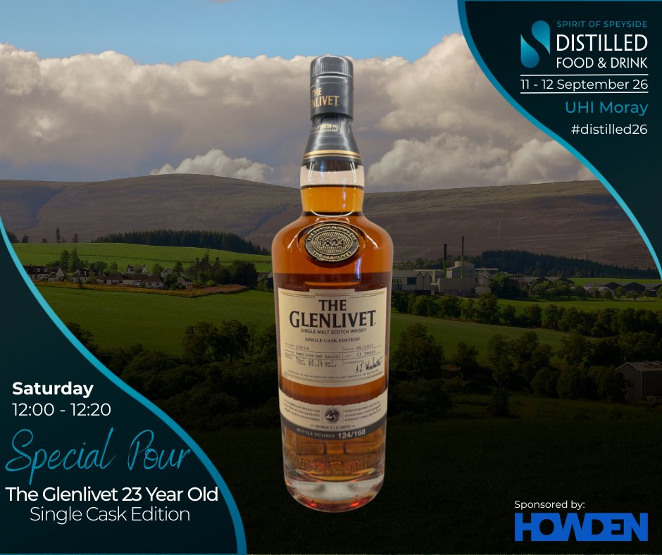 distilledscot's tweet photo. Saturday daytime at #Distilled26:

11:30 Tormore masterclass with Polly Logan.
12:00 Premium pour, The Glenlivet 23yo Single Cask.
13:00 Speyburn masterclass, 10yo to 1975 Edition.
13:00 Premium pour, Strathisla 19yo First Fill American Oak.

Tickets: https://t.co/i6XC4jxQuw https://t.co/nDwWHBo8l9