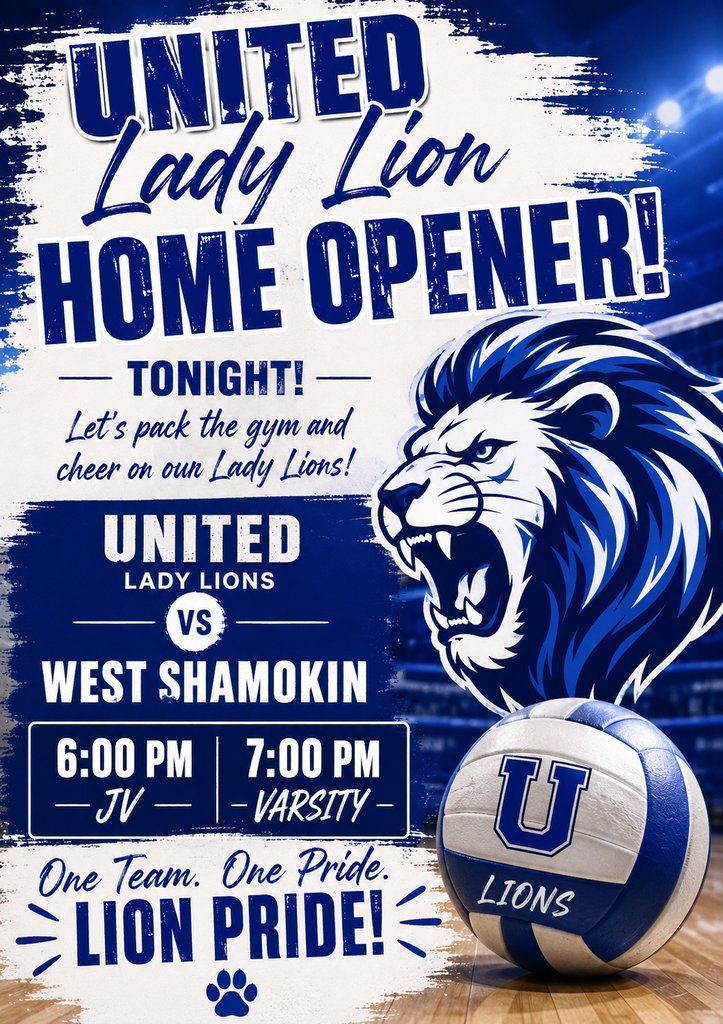 UnitedSDLions's tweet photo. Come out, show your United pride, and support our Lady Lions as they start their journey toward a great season! π¦π
GO UNITED! π¦π
#UnitedPride #LadyLions #UnitedVolleyball #GoUnited https://t.co/Mlc5r1F8G6