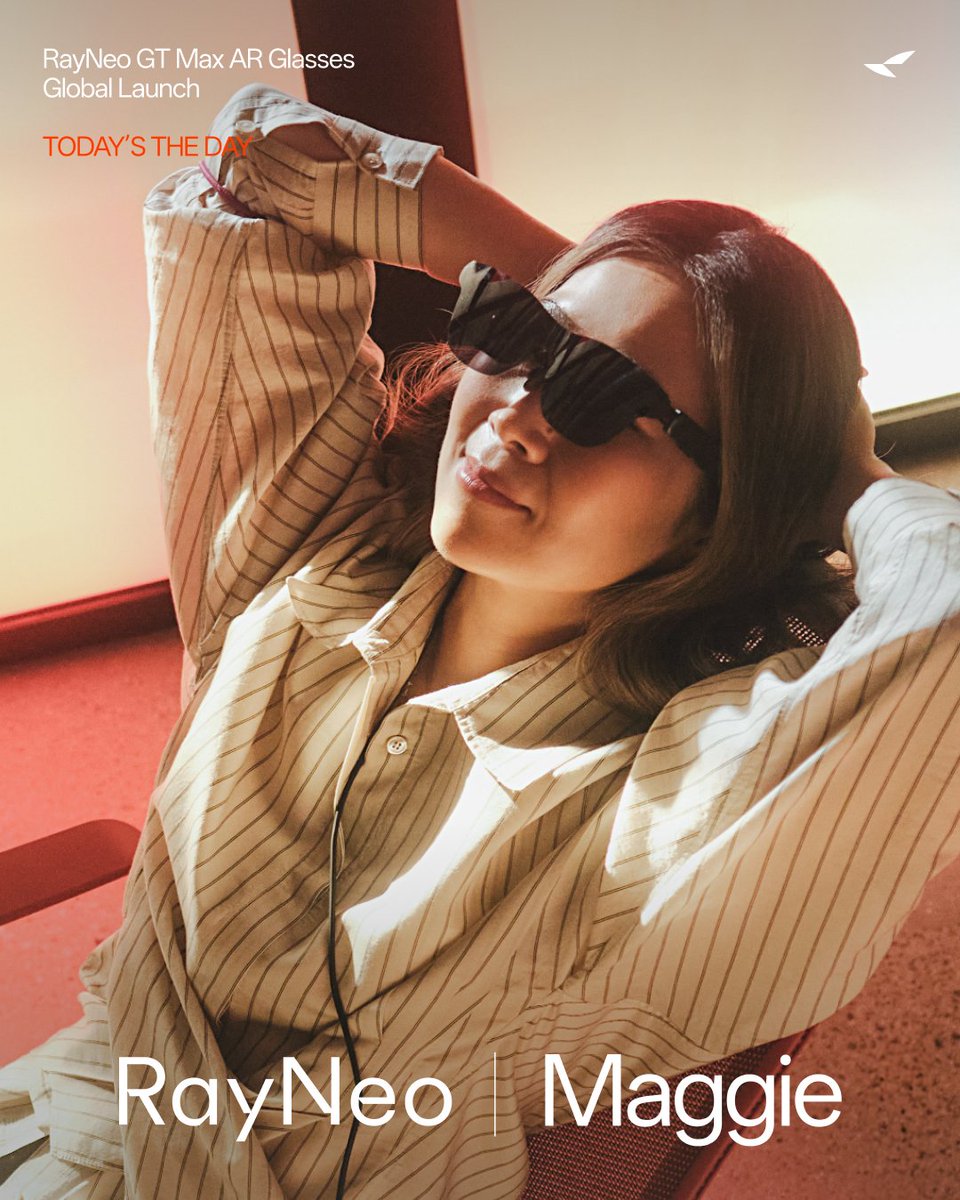rayneo_global's tweet photo. A point of view changes everything.
@maggiemkang × RayNeo.
RayNeo iO Smart Glasses & RayNeo GT Max AR Glasses — Today's the day.
#RayNeo #RayNeoMoreThanYouSee #RayNeoiO #RayNeoGTMax https://t.co/E0ksVTw8tS