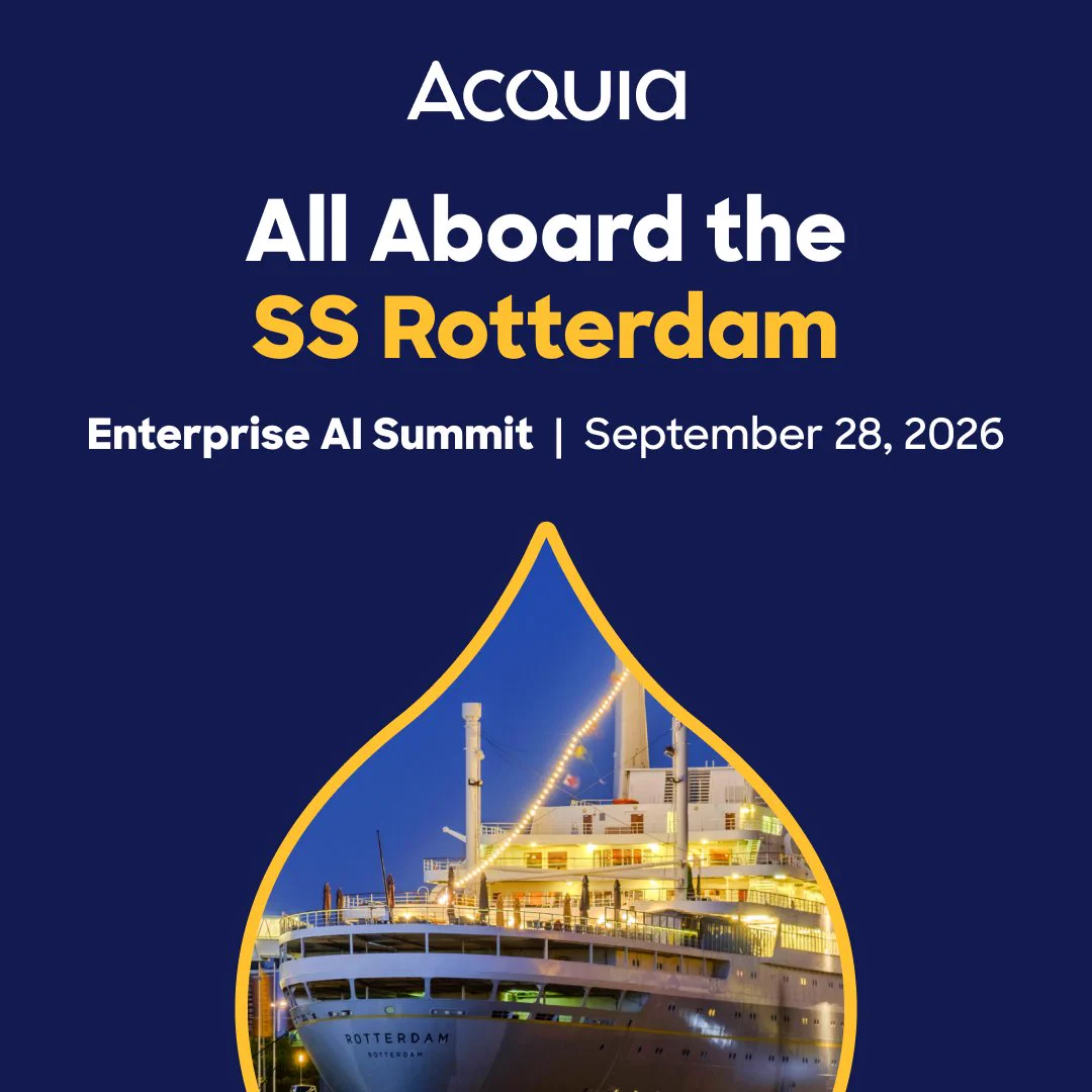 Acquia Enterprise AI Summit invitation featuring the SS Rotterdam ship on September 28, 2026.