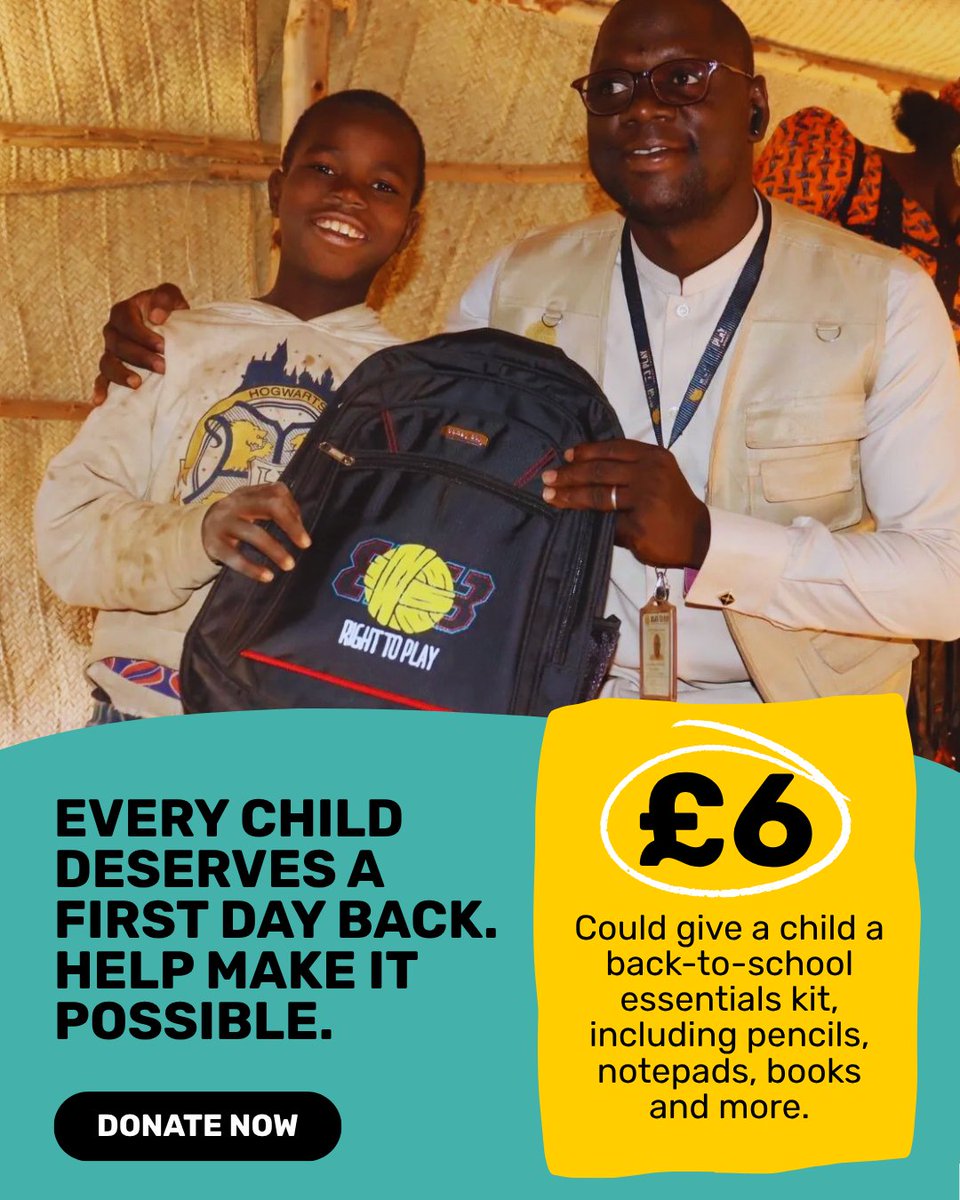 RightToPlay_UK's tweet photo. When you’ve had your life turned upside down by war, going back to school doesn’t just mean returning to learning. It means a place that feels safe, reliable, and close to trusted adults who can protect you. 

Help children who have lost everything: https://t.co/NCdjxroEE2 https://t.co/4lo05LWHNf