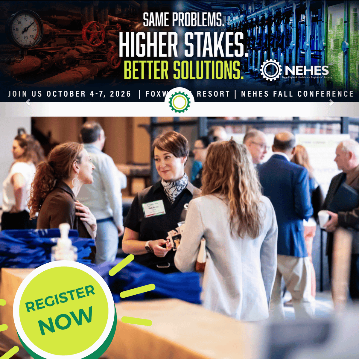 NE_HES's tweet photo. Now’s the time to register for the 2026 NEHES Fall Conference!

📅 October 4–7
📍 Foxwoods Resort Casino

Connect, learn and bring new ideas back to your organization: https://t.co/bUagw5T6jG

#NEHES #NEHESFall2026 #HealthcareEngineering https://t.co/hqqmmqqIY7