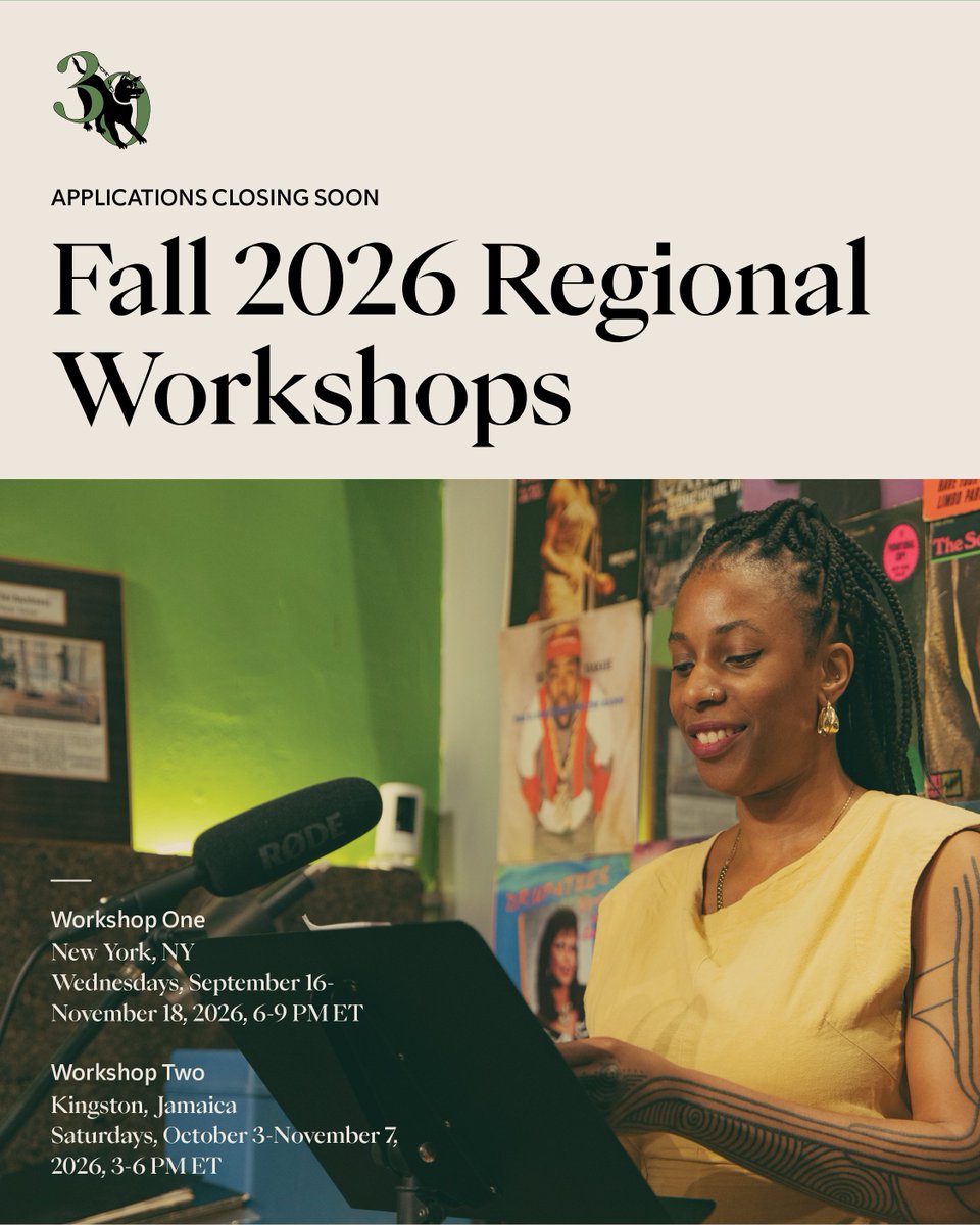 cavecanempoets's tweet photo. Have you signed up for one of our Fall 2026 Regional Workshops? 

Applications close today for NYC and on Monday for Kingston, Jamaica. To learn more and apply, visit https://t.co/kXtWOm4YWU https://t.co/spjH0ZOYZe