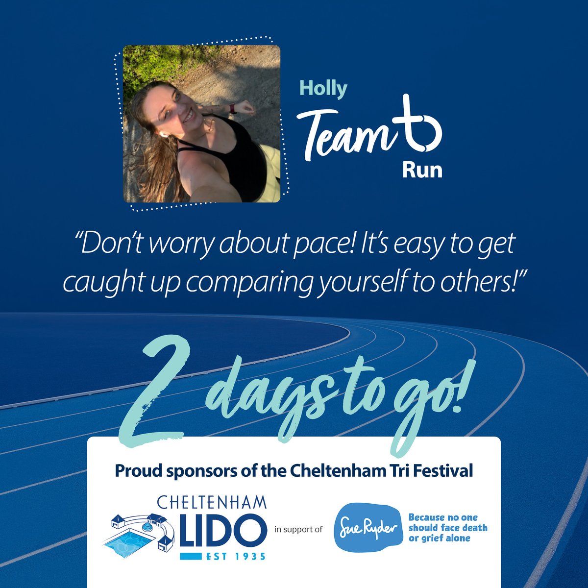 TBSolicitors's tweet photo. 2 days to go!

Holly, taking on the run leg of the Cheltenham Tri Festival, says: “Don’t worry about pace! It’s easy to get caught up comparing yourself to others – finish strong and enjoy the atmosphere.”

https://t.co/zPAPJAsxW8

#CheltenhamTriFestival #SueRyder #CheltenhamLido https://t.co/3RO8AfXjxI