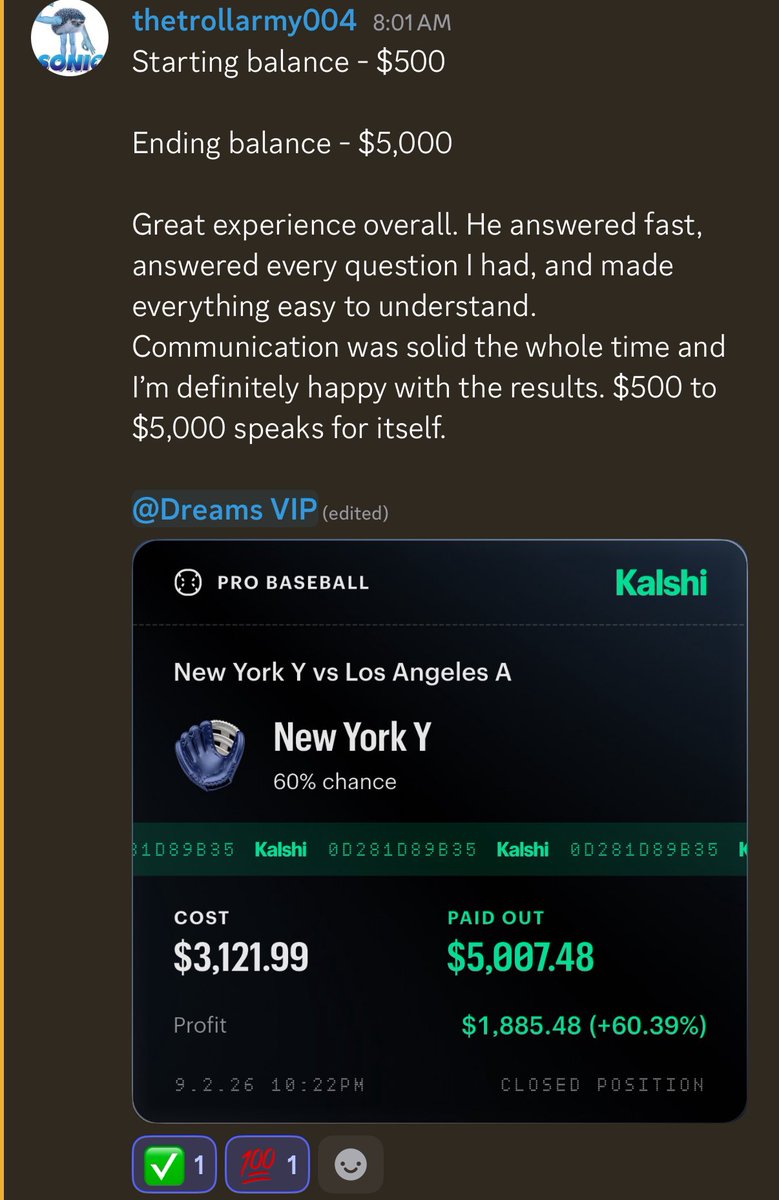 DreamsBets's tweet photo. Another Account Builder ✅

Client trusting me to turn his $500 to $5,000 and we did just that 💸

Message me for Account Builder info 

https://t.co/RILxX0FjeQ https://t.co/F8iJ1DMk5C