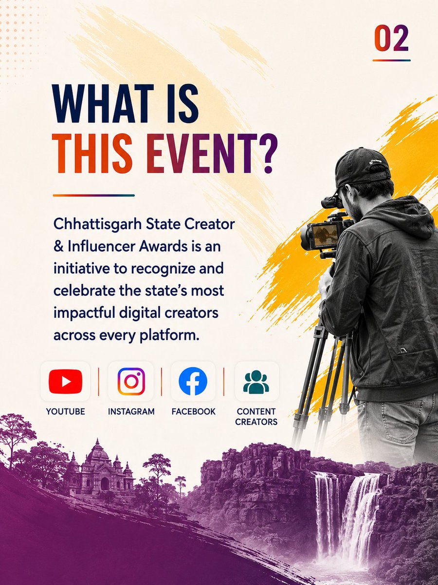 cgmygov's tweet photo. 🏆 THE WAIT IS OVER!

Chhattisgarh State Creator &amp; Influencer Awards 2026 is here! 🎉

Celebrating the creators putting Chhattisgarh on the digital map. 📱

👉 Tag a creator who deserves to win!

#CGStateCreatorAwards2026 #ChhattisgarhCreators
@DPRChhattisgarh @ChhattisgarhCMO https://t.co/UmHy7fuqtY