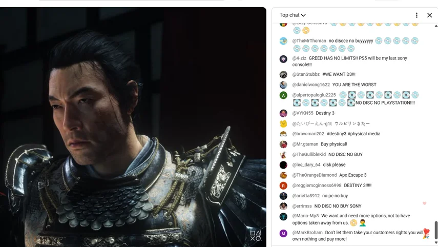 eurogamer's tweet photo. Sony's discless PlayStation PR disaster isn't going away, as State of Play once again flooded with protests about discs and Destiny 3 from angered fanstests

https://t.co/YL3UBngHdu https://t.co/gjuVs7i8vZ