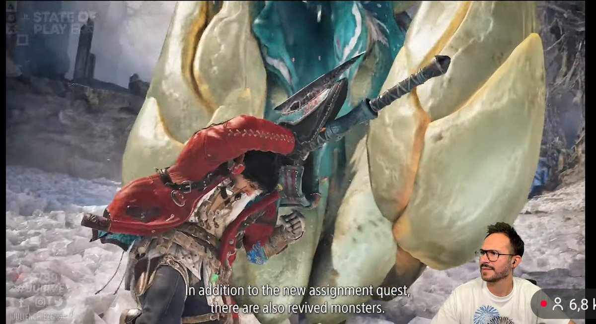 Elwesse1975's tweet photo. Voici un focus Monster Hunter Wilds Ascendance 
Durant  le #StateOfPlayJapan  en communauté #JuLive avec @JulienChieze
C’est en live, maintenant➡️https://t.co/o95XyvmYnW https://t.co/R3h7GmAMct