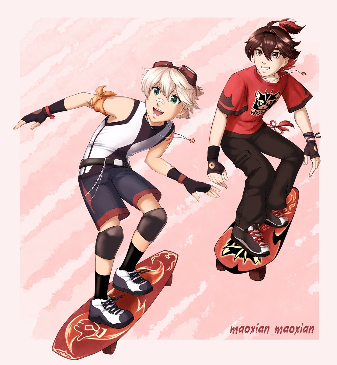 maoxian_maoxian's tweet photo. Modern AU where Razor, Benny and Ga'ming have a skateboarding hobby and become besties #GenshinImpactㅤ https://t.co/Cc0neDUKv5