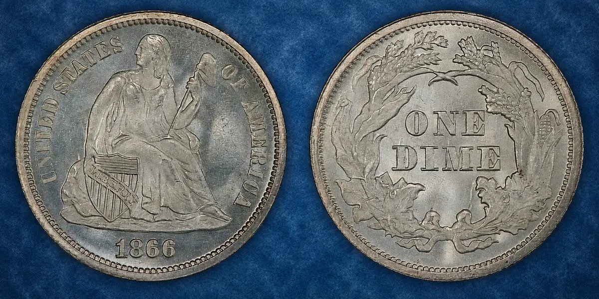 elitecoingroup's tweet photo. One Day. One Die Pair. 8,000 Dimes.

On January 31, 1866, the Philadelphia Mint did something almost unheard of: it struck an entire year's business-strike dime production in a single day. 🪙

8,000 coins. That's it. When the presses stopped that January afternoon, no more circulation dimes would bear the 1866 Philadelphia date—ever.

Why so few?

Context is everything. The Civil War had ended just months earlier. Lincoln was gone. The nation was staggering into Reconstruction, and silver coinage had largely vanished from daily commerce in the East—hoarded during the war and replaced by fractional paper currency. The Mint's real energy in 1866 went into base-metal coinage: the new nickel three-cent and five-cent pieces that everyday Americans actually used.

Silver dimes? An afterthought. The half dollar was the only Philadelphia silver denomination struck in real quantity that year (roughly 745,000). The dime got a token run—plus about 725 Proofs for the small collector community of the day.

Why collectors chase it now

That 8,000-coin mintage makes the 1866 one of the great key dates of the entire Liberty Seated dime series (1837–1891). A few things elevate it further:

🔹 It sits in the middle of a run of starvation-level mintages from 1863 to 1867—all tough, with 1867 arguably the hardest.

🔹 High-grade survivors are genuinely rare. Combined NGC/PCGS grading events number only in the dozens, clustered around MS63–64.

🔹 The condition census includes some spectacularly toned pieces, including a coin from the Millholland Collection that resurfaced in 2023 after more than a century off the market.

⚠️ Buyer beware

Here's the trap: the 1866-S dime (San Francisco) is far more common—and some examples have weak or worn-away mintmarks. Unscrupulous or simply mistaken sellers pass these off as the rare Philadelphia issue. Authentication matters. Die diagnostics matter. Buy certified.

The takeaway

Most rarities are rare because of accidents—melts, fires, hoards lost to time. The 1866 dime is rare by design: a nation too broke, too battered, and too paper-driven to need silver dimes. One day's work at the press, 160 years ago, and every survivor is a small piece of Reconstruction America you can hold in your hand.