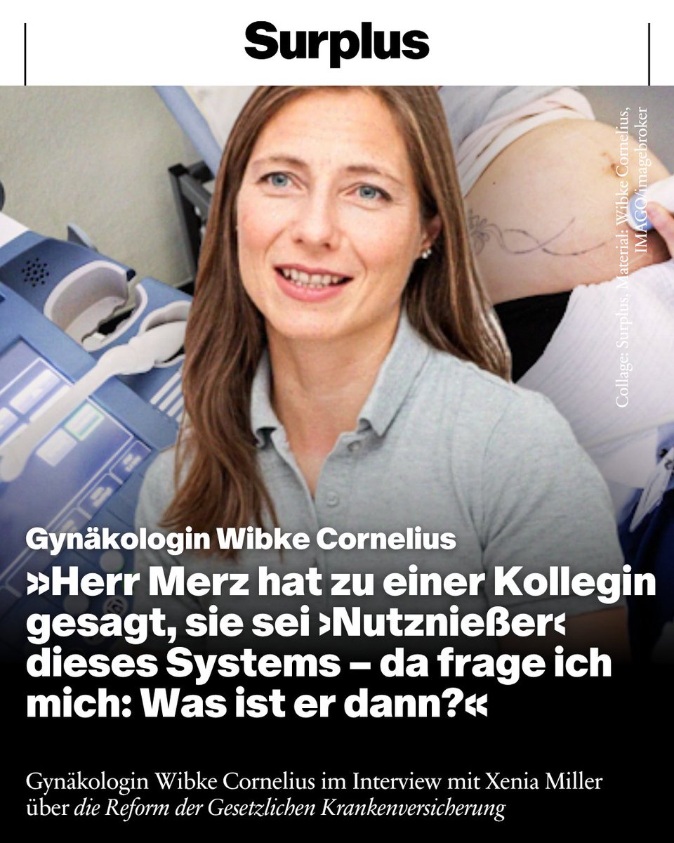 surplusmagazin's tweet photo. Die Frauenärztin Wibke Cornelius erklärt im Interview mit Surplus, warum die GKV-Reform ihre Praxis wirtschaftlich an die Grenze bringt und obendrein die Gesundheit von Frauen und Kindern gefährdet. https://t.co/wDbaNkx3GE