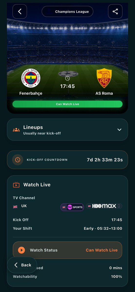 Rotamatch's tweet photo. ⚽ Champions League added to the app 🇪🇺👈

FenerbahÇE vs AS Roma
17:45 • UEFA Champions League

RotaMatch is the football calendar app — plan matches around your life. 📅⚽

Download: https://t.co/CjE1sEmgN5

#Fenerbahce #ASRoma #UCL #Football #RotaMatch #ucldraw #turkey #roma https://t.co/967UMOkmVf