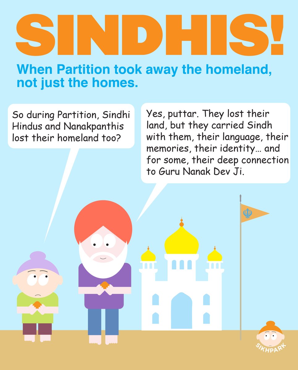 SikhPark's tweet photo. Sindhis & Partition.
After the post on the Partition of Bengal, a lot of people asked about Sindhis. So, this one’s for the Sindhis. ❤️
I actually grew up going to a Sindhi gurdwara. That was my first real glimpse into Sindhi culture, although, tbh, I knew very little about Sindhis back then. So I thought I’d share what I’ve learnt,  but I’m definitely not an expert, so Sindhis, please jump in and correct/add to this.

In 1947, Sindh experienced Partition very differently from Punjab and Bengal. Sindh itself wasn’t divided,  the entire province became part of Pakistan. In the 1941 Census, Hindus made up around 26.4% of Sindh’s population, while Sikhs were a much smaller community, numbering around 31,000. A significant number of Sindhi Hindus were also Nanakpanthis — followers of a tradition centred around Guru Nanak Dev Ji and the Guru Granth Sahib, while also retaining many Hindu customs and practices.

On 3 March 1943, G.M. Syed introduced a resolution in the Sindh Legislative Assembly supporting the creation of Pakistan. It was historically significant because Sindh became the first British Indian province whose legislature formally passed a resolution supporting Pakistan.
The vote was 24 in favour and 3 against. The three opposing votes were Hindu members. Several other Hindu members walked out rather than participate in the vote.

After Partition, hundreds of thousands of Sindhi Hindus and Nanakpanthis migrated to India, leaving behind homes, businesses and entire communities. They had to basically start from scratch and rebuild their lives in places like Ulhasnagar, Mumbai, Ahmedabad, Jaipur, Ajmer and Delhi. That’s one reason you’ll find Sindhi gurdwaras in many places where Sindhi communities settled.

Sindhis, this one’s yours. Please add, correct, educate. 🙏