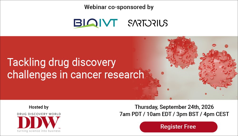 DDWJournal's tweet photo. Tackling drug discovery challenges in cancer research

September 24, 7 am PDT / 10 am EDT / 3 pm BST / 4 pm CEST
Register for free!
https://t.co/00MHGS3KJN

Co-sponsored by @BioIVT and @SartoriusGlobal 
#CancerResearch https://t.co/qTPEaIfCIL