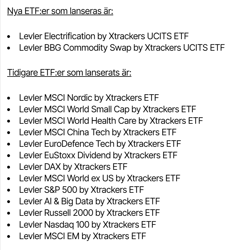 Pengaliv's tweet photo. @lejooon @alden_niklas @AbcpokerBI Delvis men tror det håller på att ändras 

Xacts produkter är fortfarande populära och fler ETFer som handlas i SEK har dykt upp på senare år som Montdiv, Montlev samt dessa från Levler https://t.co/5KWM60EEM0