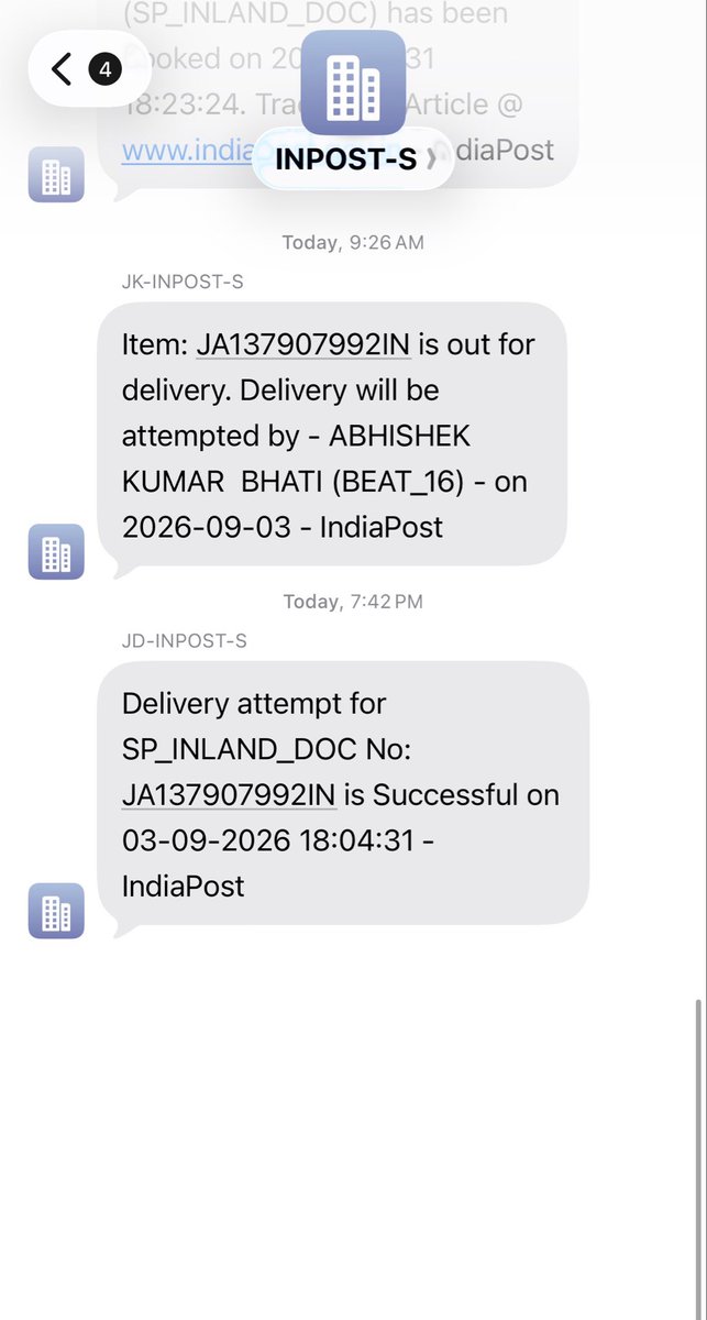 RajeeveDhall's tweet photo. @IndiaPostOffice FALSE UPDATE again, second time in a week. https://t.co/HL8OntHSKz