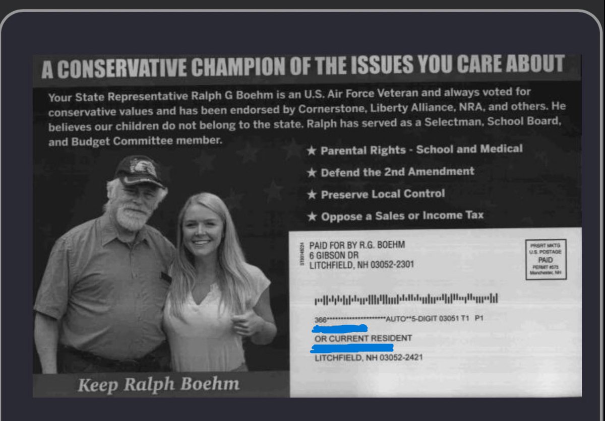 BrentTweedNH's tweet photo. Ralph Boehm Hillsborough 38 has a history of making things up. Now he claims endorsements he does not have. What else will Ralph lie about? https://t.co/O32kA1UHIX