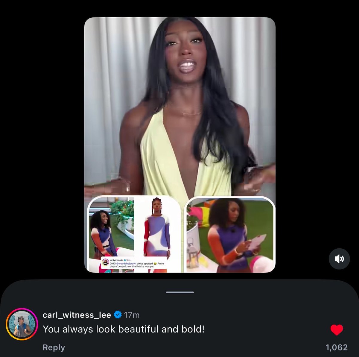 0nleen's tweet photo. Aniya loves her man to show her off and not hid under the cover. 

Carl is really putting in the work…. He is so loud about his love for Aniya.  

#loveislandusa https://t.co/0toxc4yYbK