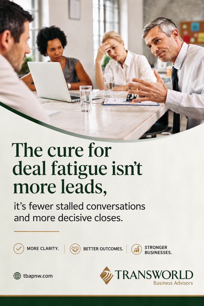 tbapnw's tweet photo. Not every deal needs more time. Some need clarity. Some need courage. And some simply need a decision.

For business owners, the goal isn’t just to fill the pipeline. It’s to move the right opportunities forward, cleanly, confidently, and decisively. https://t.co/19mNlAON1X