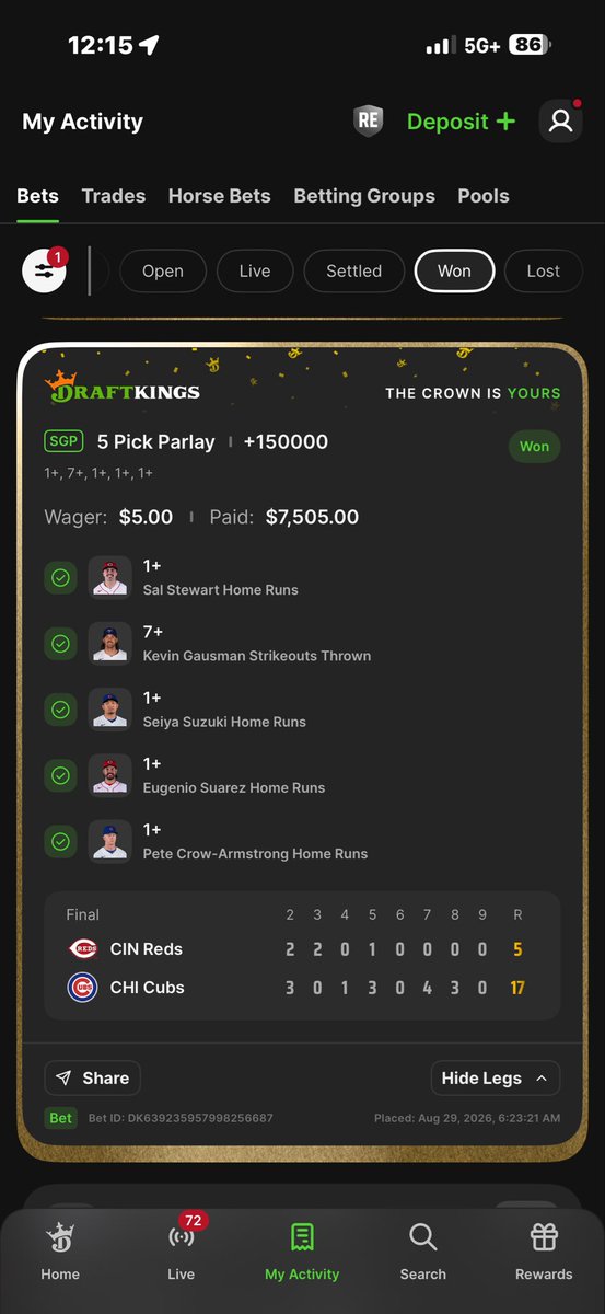 Vanwinklerrr's tweet photo. It’s been 5 days since I hit a $7,500 parlay and @DraftKings still hasn’t paid me my money. I’ve reached out to support and all I get are AI drafted replies. https://t.co/hcjUOIAp3F