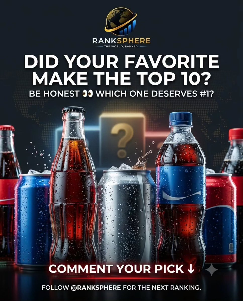 AdriaSlayd7yer's tweet photo. THE WORLD’S TOP 10 BEVERAGE GIANTS

From Coca-Cola and Pepsi to Red Bull, Monster, and Sprite, these brands have become global beverage powerhouses. Did your favorite make the Top 10? Comment your pick. https://t.co/I08vdc5k28