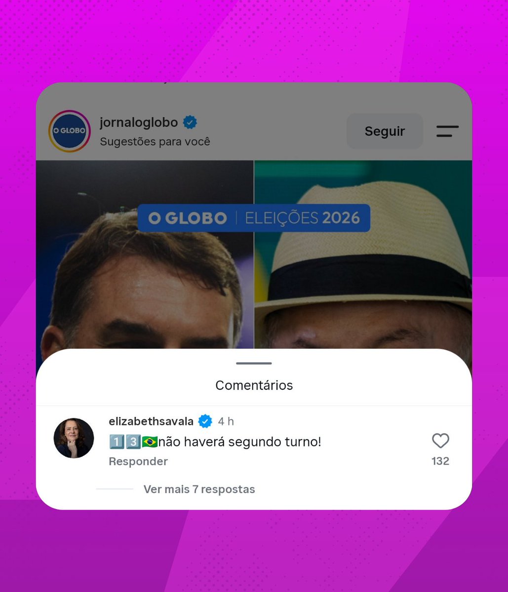 poptime's tweet photo. Elizabeth Savala, icônica atriz global, revelou seu voto para Presidente da República:

"1️⃣3️⃣🇧🇷 não haverá segundo turno!" https://t.co/rfSLlLNMpn