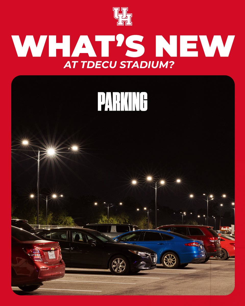 UHCougars's tweet photo. Parking prices have been reduced! 🚨

Save $10 by purchasing before game day! 

🔗: https://t.co/sXWfpT0QQK https://t.co/uOVUzZj7Dz