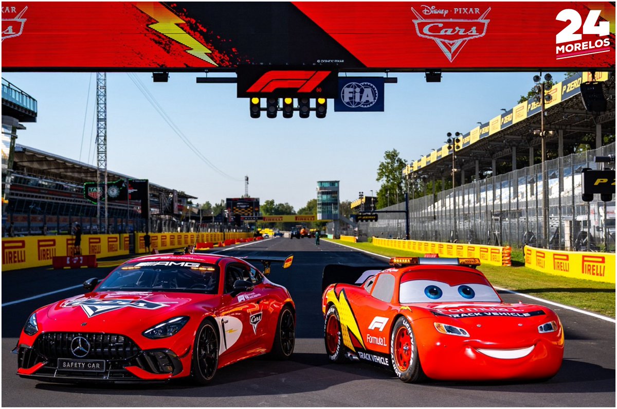 24_morelos's tweet photo. ¡KA-CHOW! #RAYOMCQUEEN LLEGA A LA FÓRMULA 1
De la #CopaPistón al Gran Premio de Italia. #RayoMcQueen hizo una aparición especial en Monza para celebrar los 20 años de “Cars”, película de Disney y Pixar estrenada en 2006.
El legendario auto estará presente durante el fin de semana y tendrá incluso una vuelta de honor en el circuito de #Monza. Además, el Safety Car oficial de la Fórmula 1 lucirá una decoración especial inspirada en el universo de “#Cars”.
Veinte años después, el siete veces campeón de la Copa Pistón finalmente llegó a la F1. ¡Ka-chow!