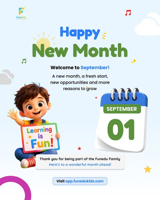 FuneduKidApp's tweet photo. Happy New Month https://t.co/WSUumLsbAa