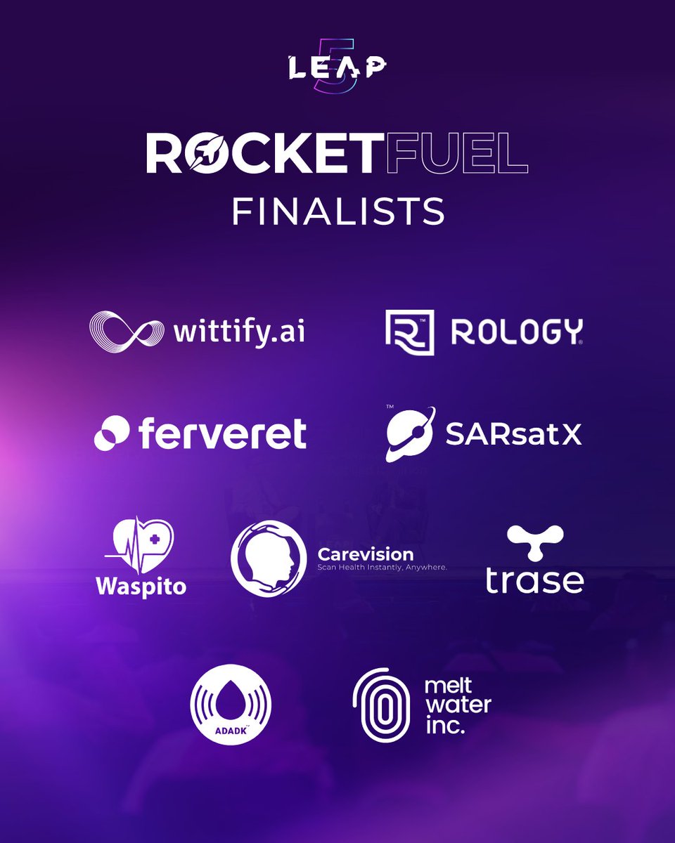 LEAPandInnovate's tweet photo. It all comes down to this. 🚀

Big ideas have been pitched. Ambitions have been tested. Now, the Rocket Fuel finalists are ready for their biggest moment yet.

Meet the startups competing for the top spot at LEAP 2026.

Who will take it? https://t.co/9hpj1dnjDt
