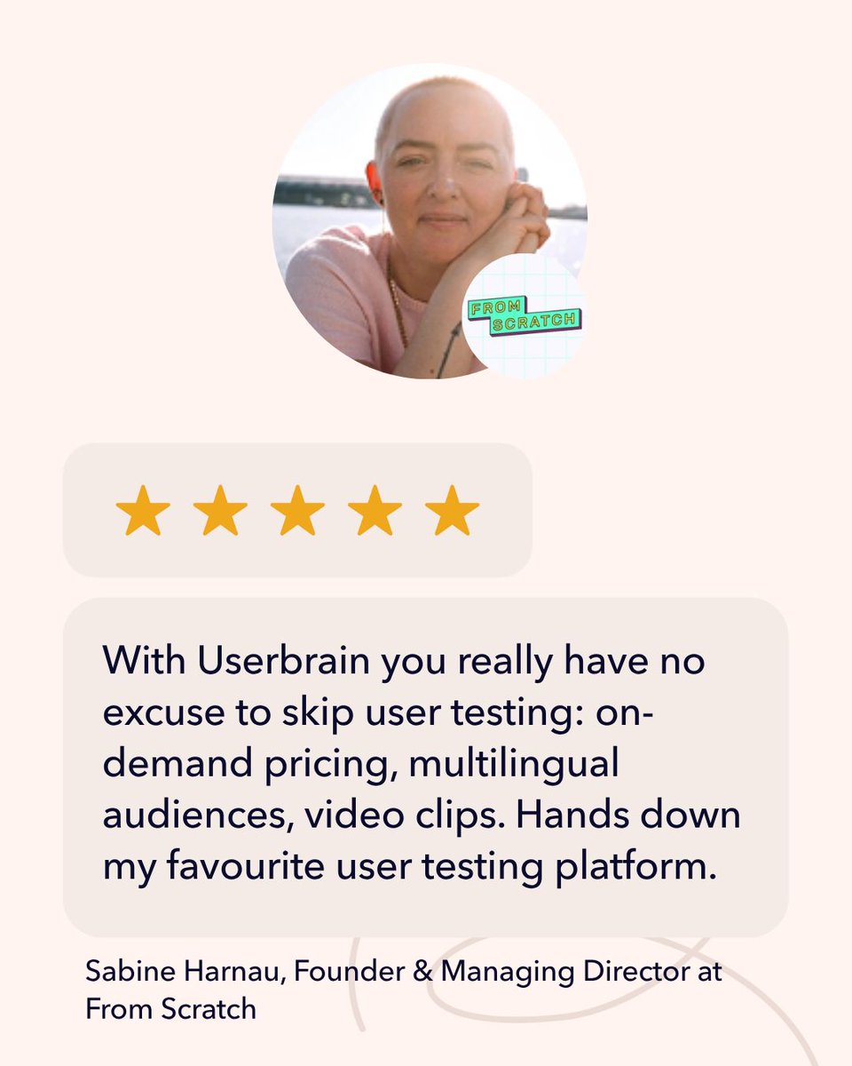userbrain's tweet photo. Shoutout to Sabine Harnau! 

At From Scratch Communications, she uses Userbrain to test client messaging before it goes live. 

That's how you catch a brand-trust problem before a campaign launches instead of after.

Read the full story here: https://t.co/FX7YjRXEdg https://t.co/irPyLZJoX0