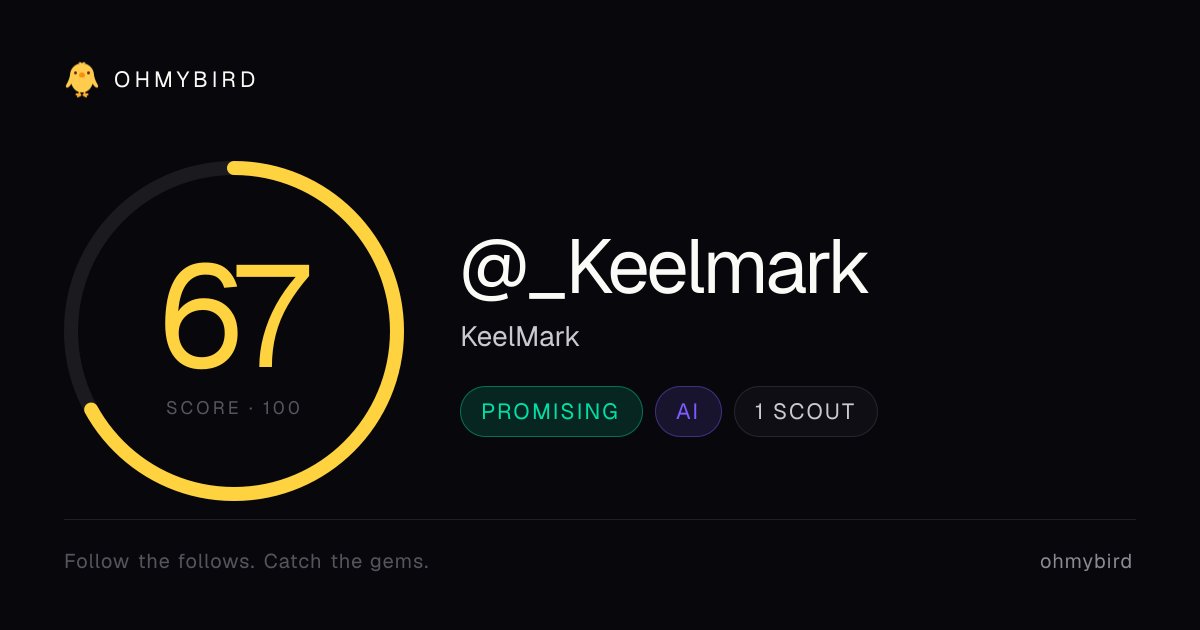 ohmybird_app's tweet photo. @_Keelmark is building AI agent reputation on-chain using proof-of-payment settlement. Nascent (41 followers, live mainnet product) but novel approach to sybil resistance. Worth watching how Robinhood Chain adoption plays out. https://t.co/qt724lqeJB
