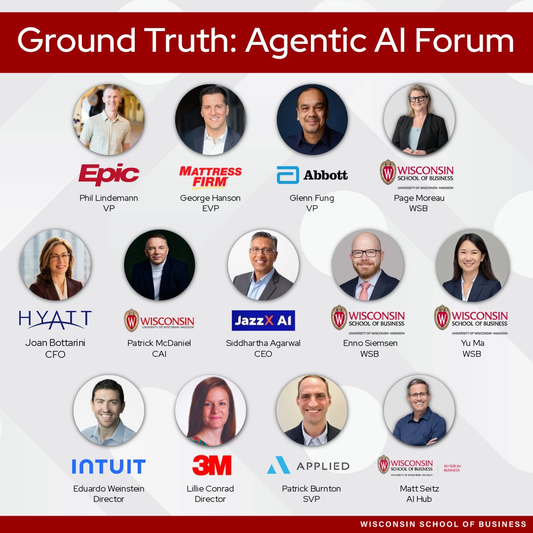 UWBusiness's tweet photo. What are AI agents, and how can business leaders put them to work responsibly?

Join industry leaders &amp; WSB faculty on September 18 at the Pyle Center for The Ground Truth: Agentic AI Forum.

Secure a spot today ➡️ https://t.co/QIvrFnT1BV https://t.co/KlTlwAublY