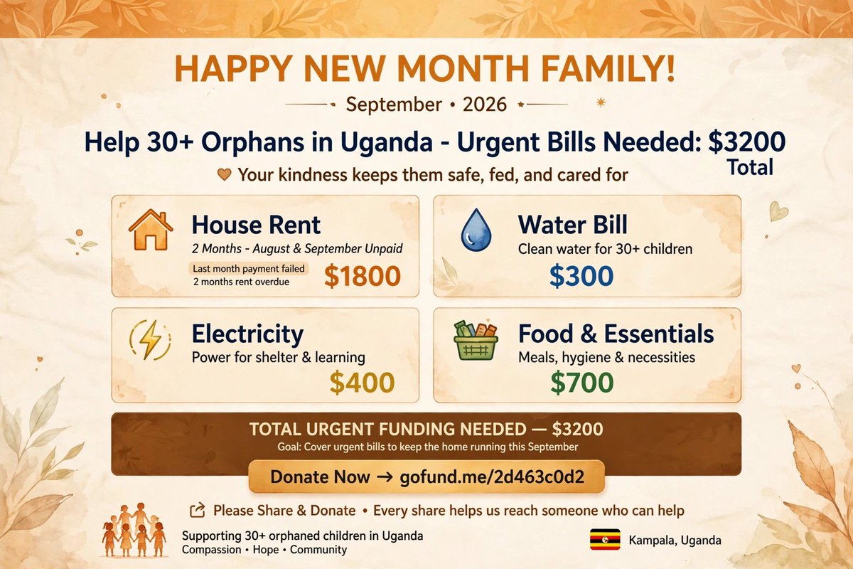 Odoa_orphans's tweet photo. 16 DAYS TO SAVE OUR HOME! 😭🙏

Our landlord just told us - if we don't pay our Aug &amp; Sep rent ($1800) in 16 days, he will give us an eviction letter.

30+ orphans will lose their home. We need $3200 total for Rent, Water, Power &amp; Food this September.

Plz hlp us, even $5 helps. https://t.co/X3klXfn7i9