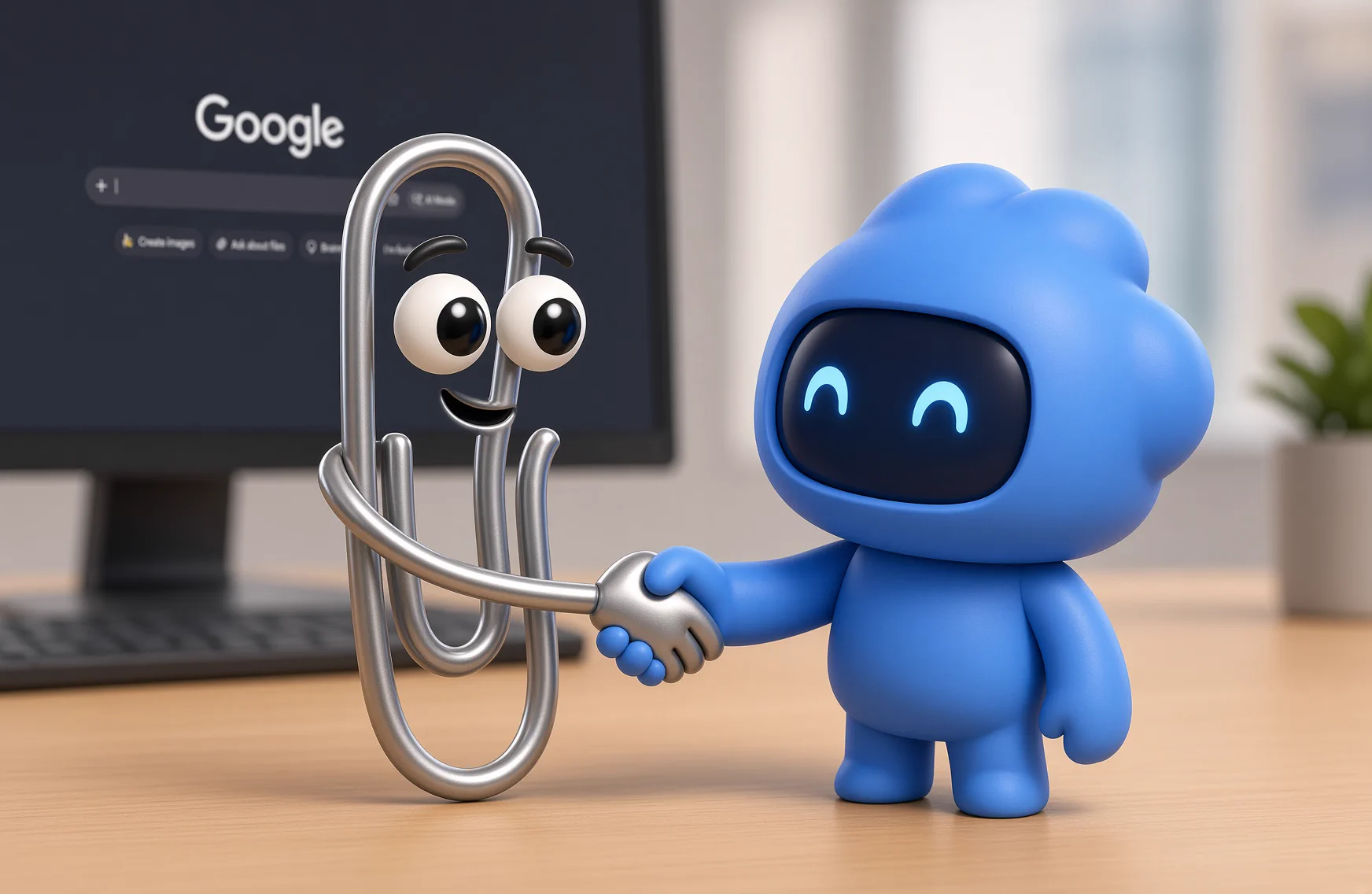 Clippy and ChatGPT shake hands