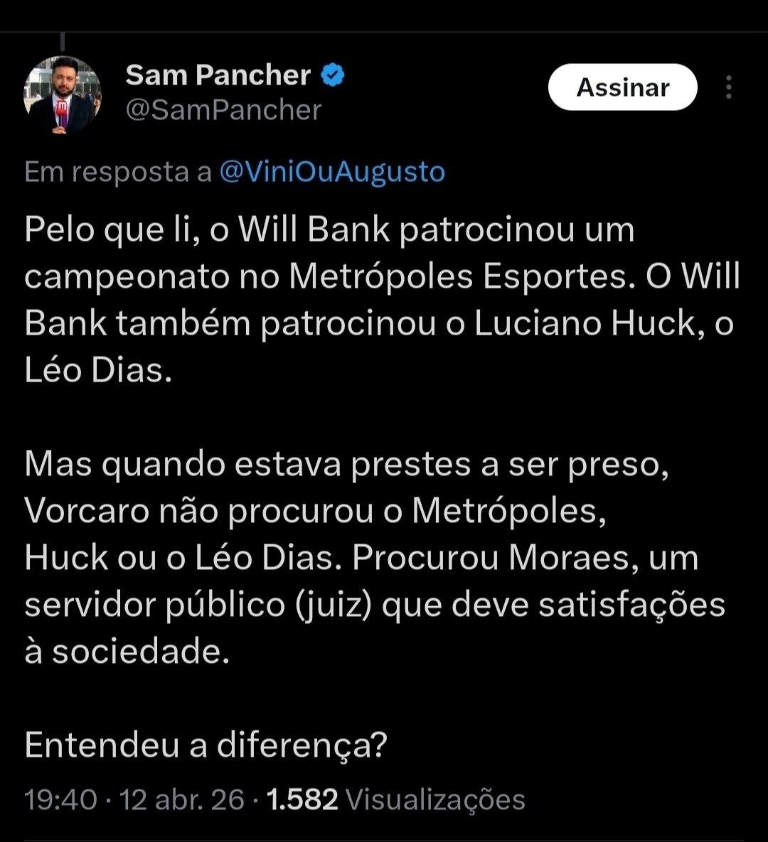 pedrosolidus's tweet photo. Oi, @SamPancher ! Sou autor da reportagem no @dcm_noticias .

Essa mensagem sua de abril de 2026, você diz que o Vorcaro não procurou o Metrópoles e sim Alexandre de Moraes. No dia da prisão, ele esteve com a CEO do Metrópoles. E não encontrei nenhuma reportagem dela sobre. https://t.co/DPnaZ5orwl
