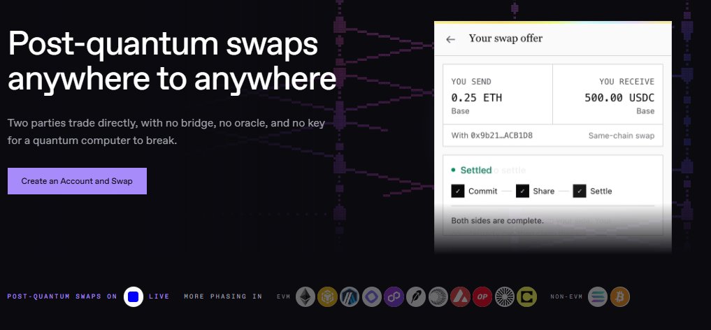 RealDropForge's tweet photo. QuipSwap just went live @quipnetwork 

You can now make post-quantum cross-chain swaps without relying on a bridge or oracle

The interesting part is that both sides trade directly between their own wallets, with native assets staying on their respective chains.

It’s live on Base right now, with more EVM chains being phased in.

Been waiting for this one, definitely going to try it out
