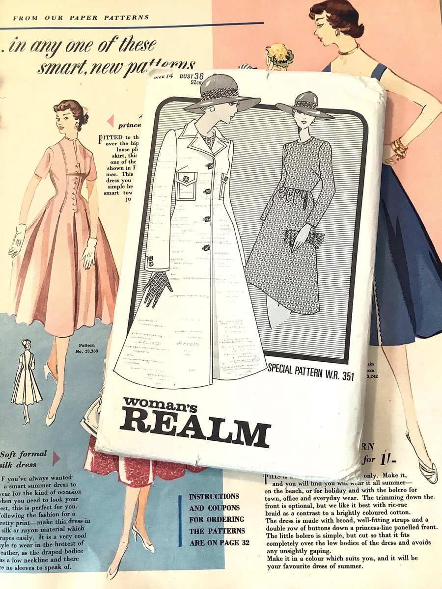 WatsonsVintage's tweet photo. NEW LISTING Classic and Timeless Fashion Pieces. RARE Vintage Uncut 1970s Woman's Realm Sewing Pattern No WR 351 for a Ladies Dress &amp; Coat designed by Alexandra Young in size 14 36" Bust https://t.co/EXnN1NWulE via @Etsy #Vintage #Rare #SewingPattern #70sFashion #AlexandraYoung https://t.co/MBgPyGlbJN