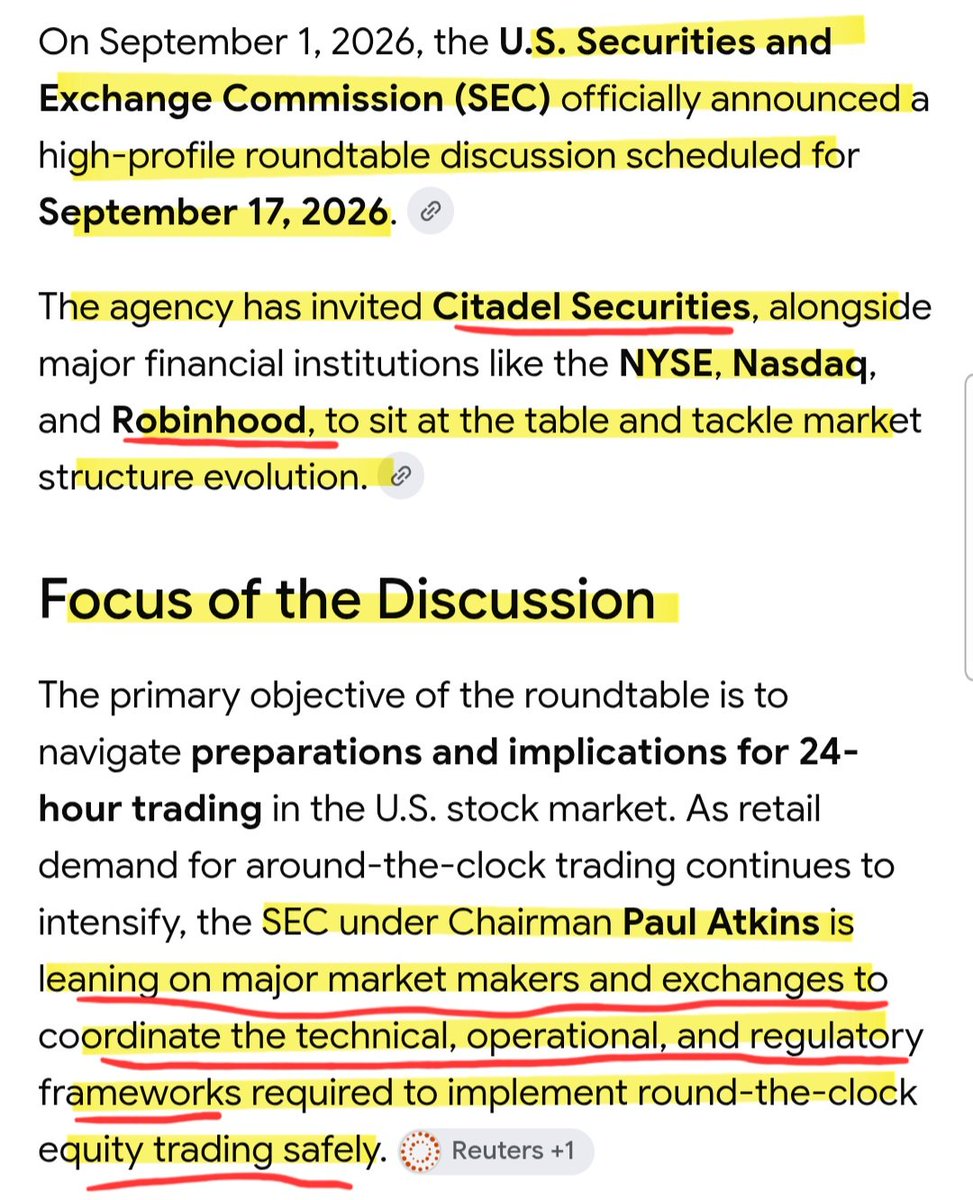 stephmase22's tweet photo. 🚨🚨SEC HAS INVITED CITADEL & ROBINHOOD TO A HIGH PROFILE ROUNDTABLE TO TACKLE MARKET STRUCTURE 

🤦‍♀️🤦‍♀️YOU ACTUALLY CAN'T MAKE 
THIS 💩💩 UP

SEC is having a roundtable to discuss preparation and implications for 24 hour trading for Retail investors.

So obviously you would call the most trust names in the industry Citadel Securities and Robinhood 🤦‍♀️

The two that were the faces of the controversial January 2021 buy button removal. Also both named in multiple lawsuits for market manipulation.

GET READY FOR 24 HOUR STEALING‼️