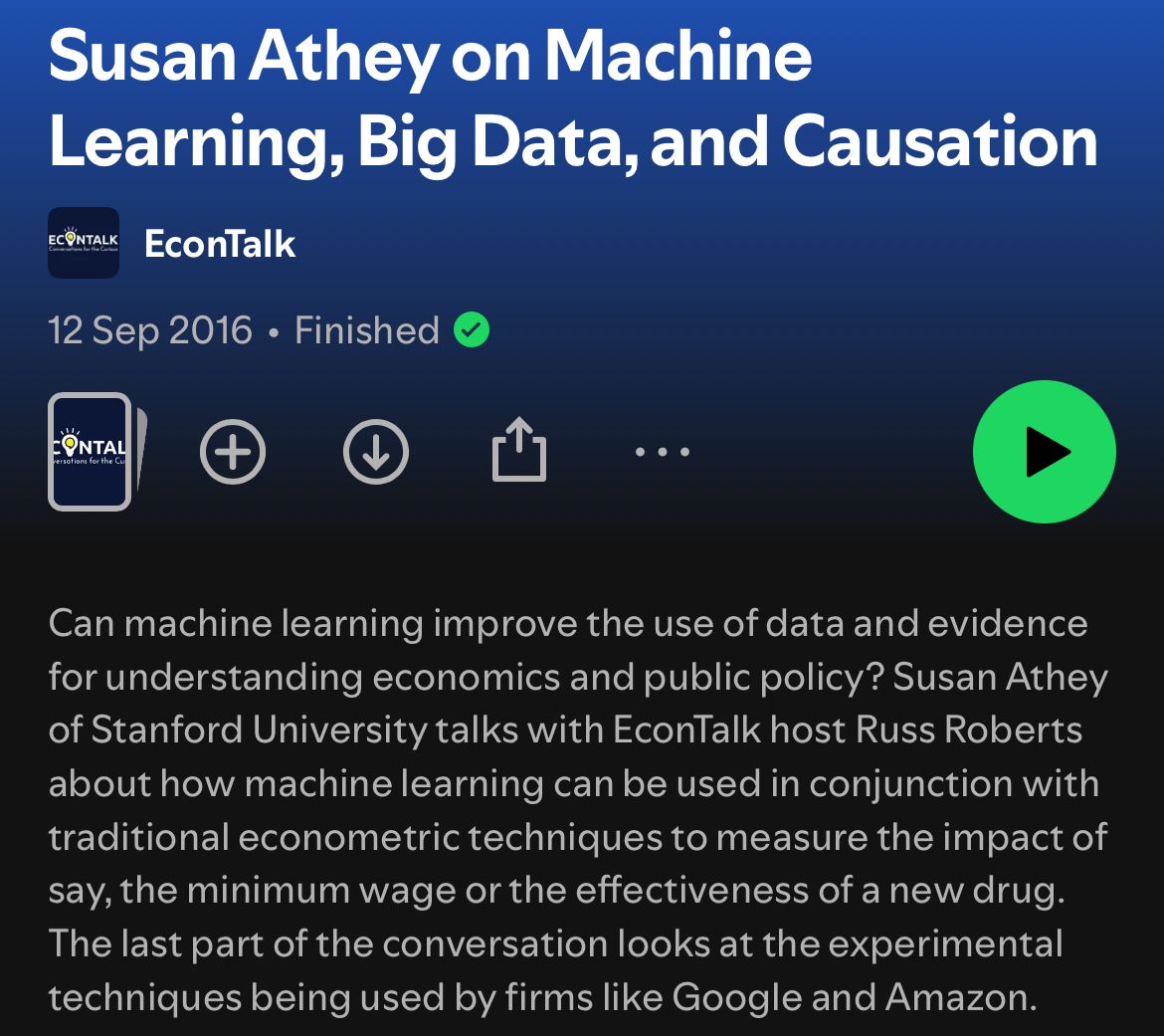 MaximoQuintia's tweet photo. Susan Athey acerca del overlap entre Econometría &amp; Machine Learning:   

https://t.co/os76Qi1BIc 

Muy recomendable para quienes estén comenzando a incursionar en este mundo. https://t.co/y5HLFs0nIs