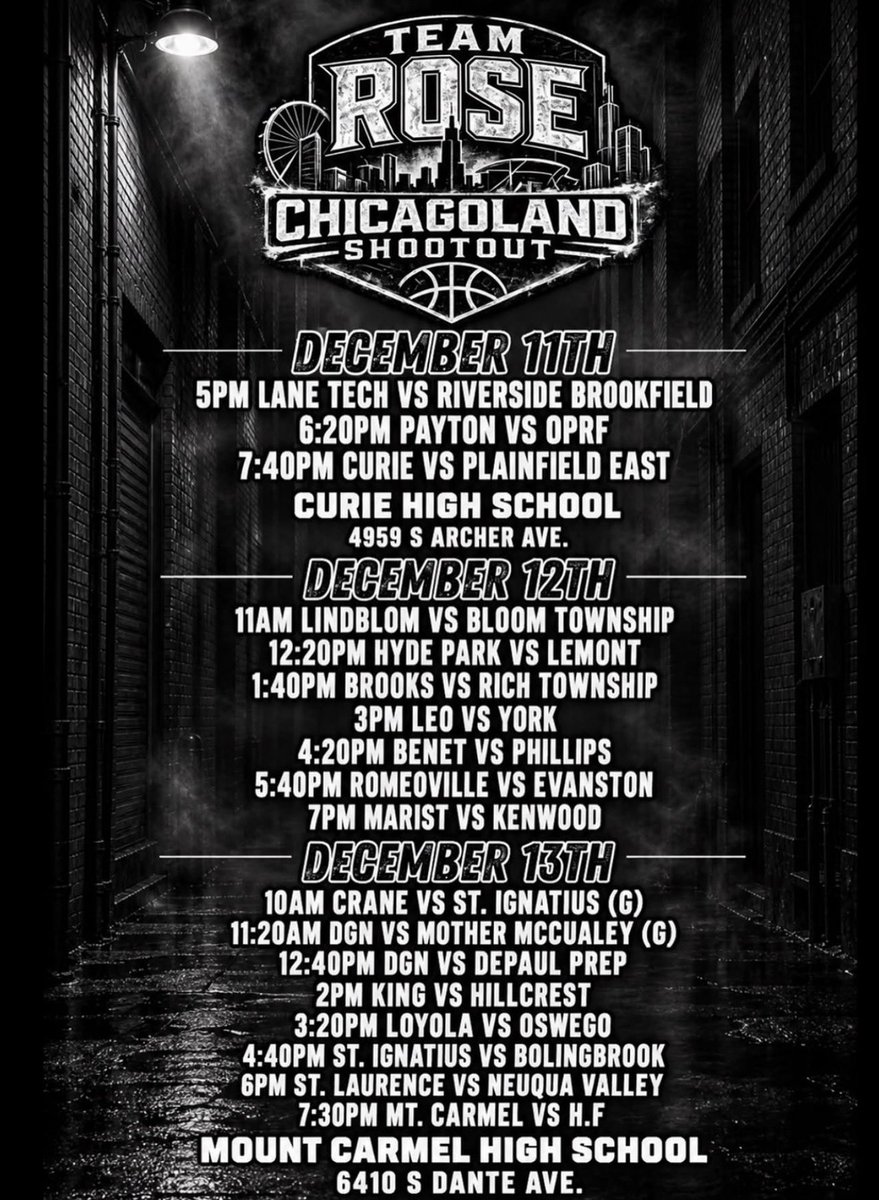 CoachTreal2's tweet photo. 🏀: 16th Annual Team Rose 🌹 Shootout
📅 : December 11th - 12th - 13th
📍: Curie HS & Mount Carmel HS https://t.co/uhfLJV47jZ