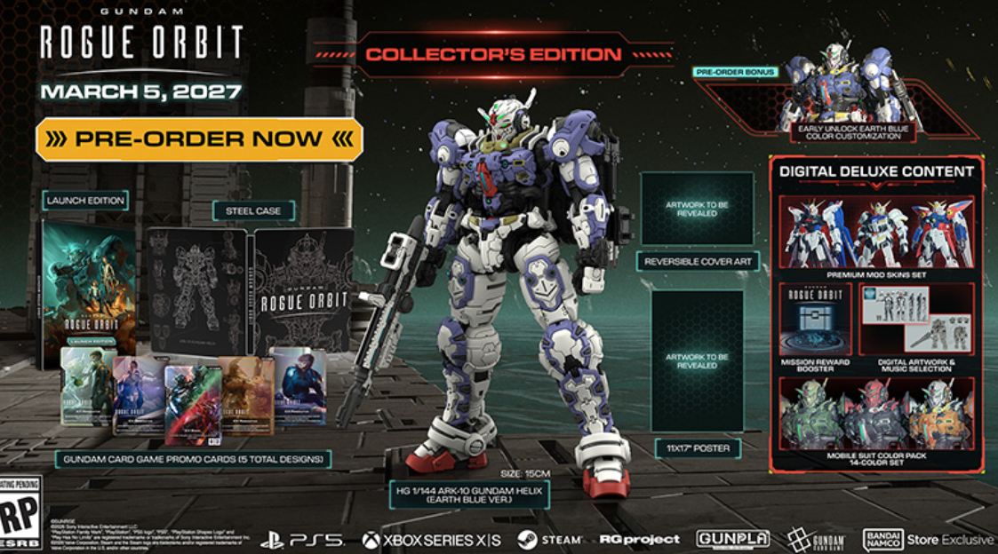 videogamedeals's tweet photo. Pre-Order: GUNDAM ROGUE ORBIT Collector's Edition (PS5/X/Steam) $159.99 via Bandai Namco Store. Store Exclusive. https://t.co/lIUbjseYQc https://t.co/2Yi1gAM4Iq