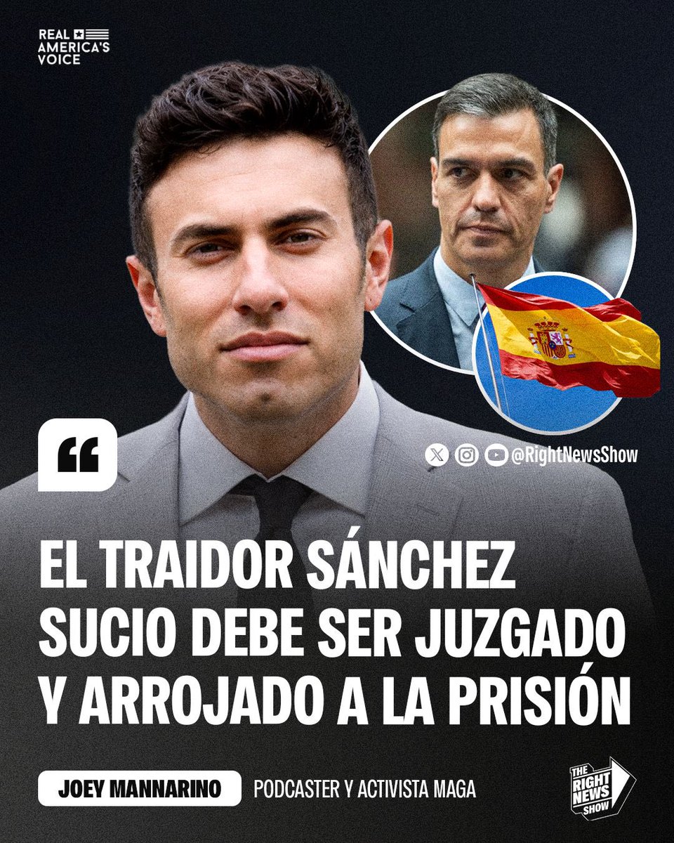 RightNewsShow's tweet photo. 🚨🇺🇸🇪🇸 | Joey Mannarino explotó contra el corrupto Pedro Sánchez y exigió que termine tras las rejas.

“El traidor Sánchez sucio debe ser juzgado y arrojado a la prisión”. https://t.co/NNXV7Pihen